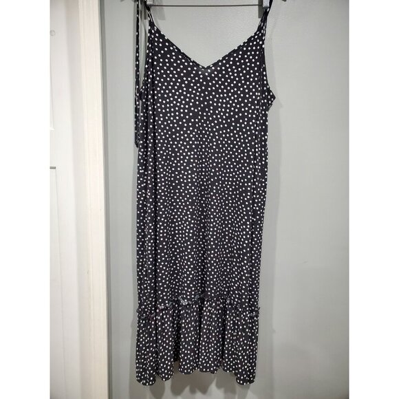 ModCloth Women's Polka Dot Midi Sundress Black White Casual Cottage Slip Sz 1X - Picture 2 of 14